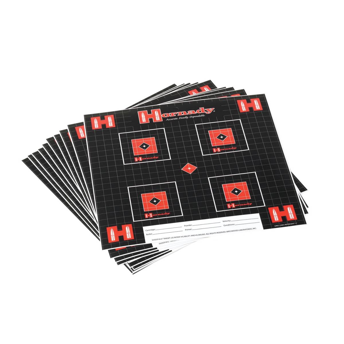 Hornady 9963 Lock-N-Load Target Grid Hanging Paper Black Red White 10 Pack-img-0