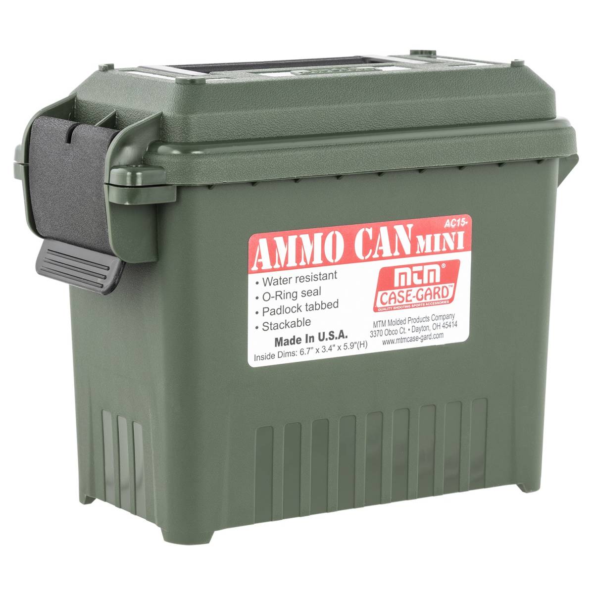 MTM Case-Gard AC1511 Ammo Can Mini Multi-Caliber Forest Green Polypropylene-img-0