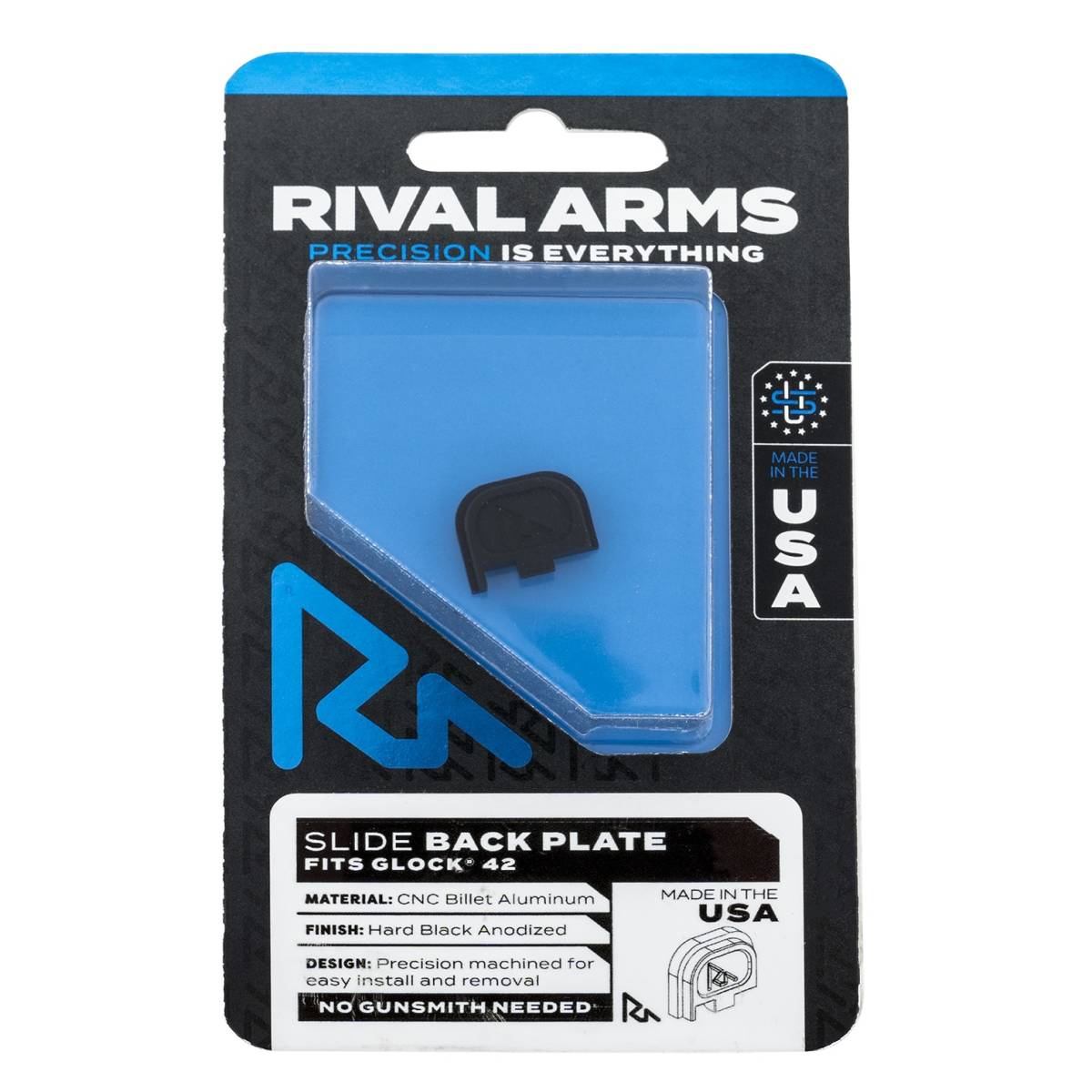 Rival Arms RA43G003A Slide Back Cover Plate Single Stack Black Anodized...-img-0