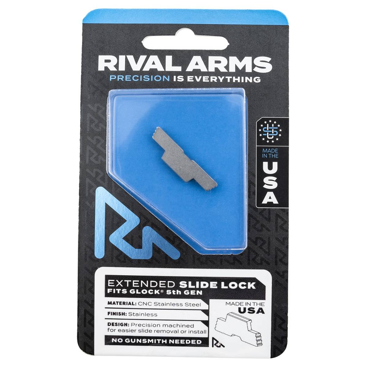 Rival Arms RA-RA80G002D Slide Lock Extended Polished Stainless for Glock-img-0