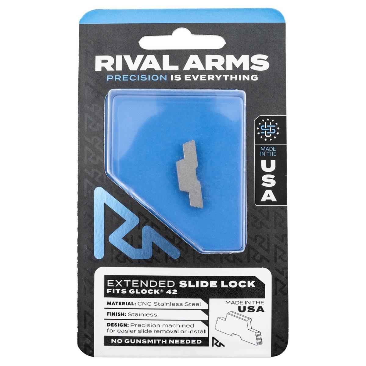 Rival Arms RA-RA80G004D Slide Lock Extended Polished Stainless for Glock 42-img-0