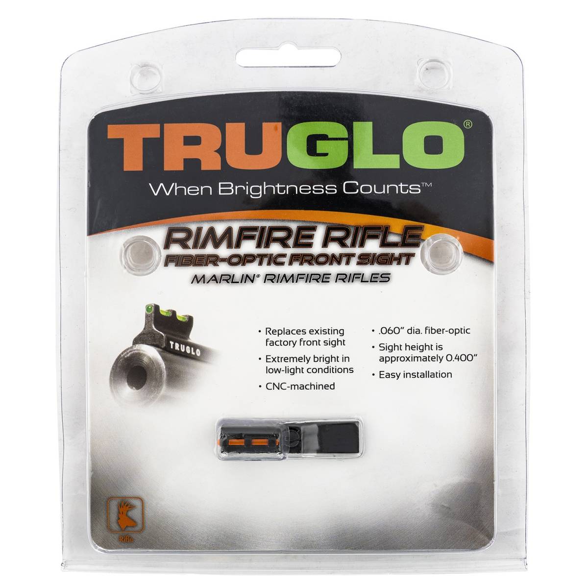 TruGlo TG-TG975R Rimfire Front Sight Red Fiber Optic with Black Steel...-img-0
