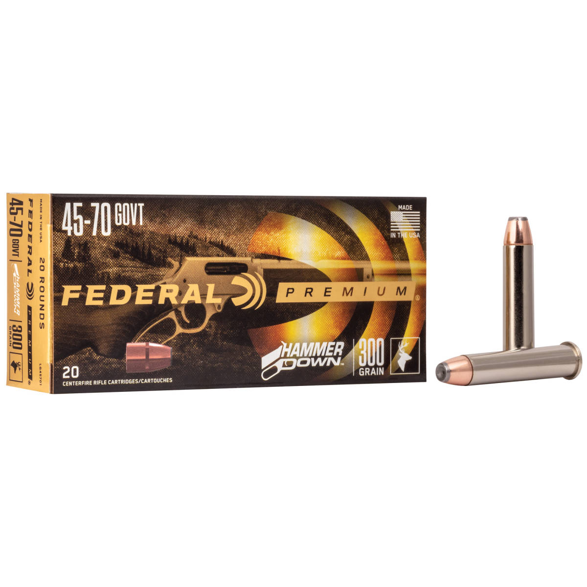 Federal Premium Hammer Down 45 70 Govt 300 Grain 20 Rounds LG45701-img-1