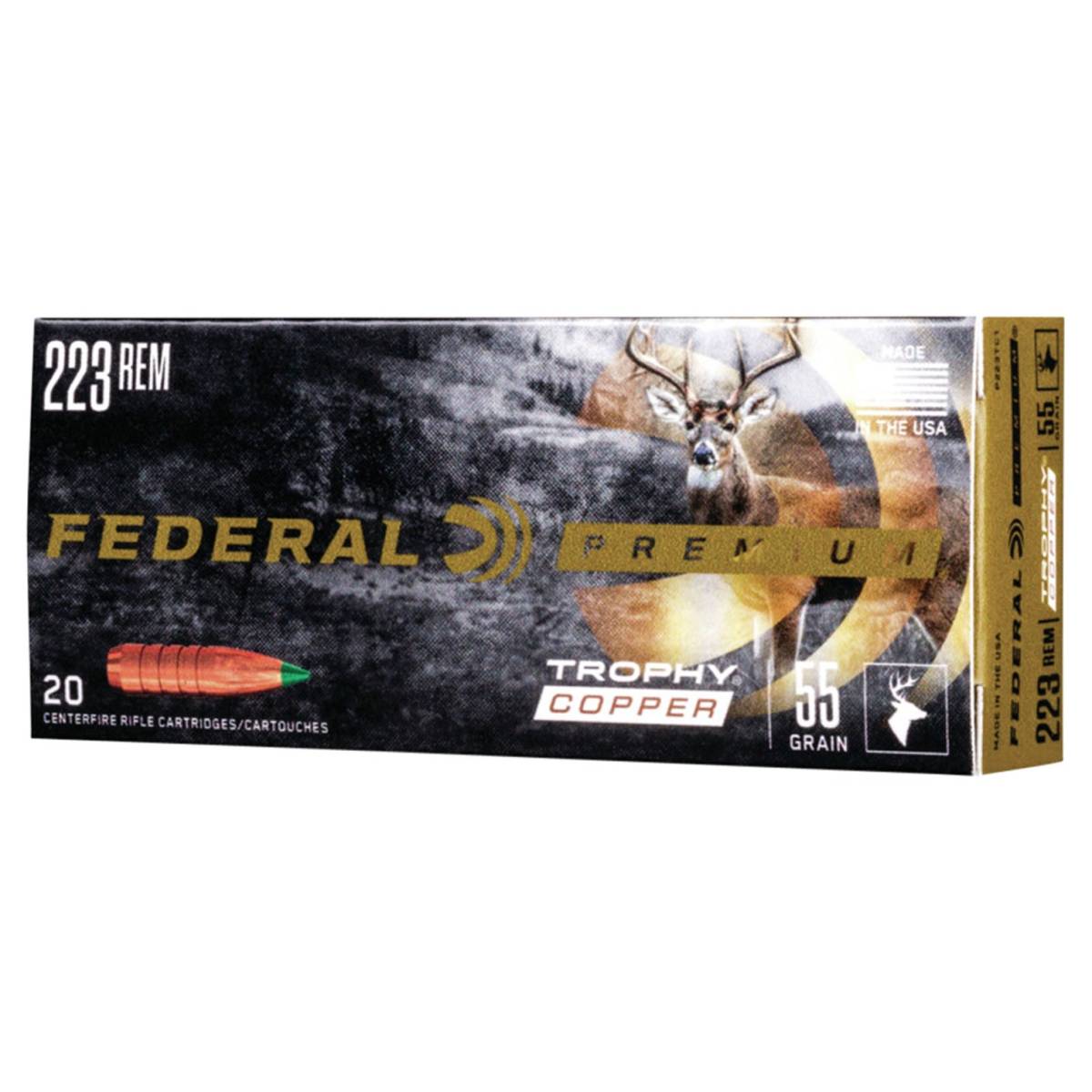 Federal P223TC1 Premium 223 Rem 55 gr Trophy Copper 20 Per Box/ 10 Cs-img-0