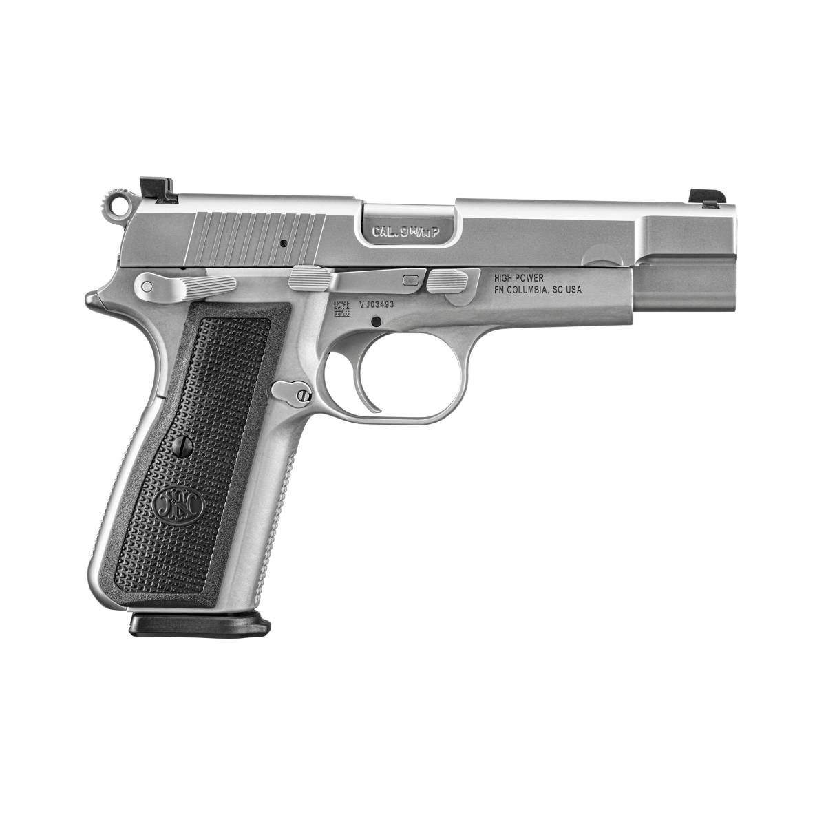 FN 66101068 High Power 9mm Luger 17+1, 4.70” Black Target Crown Steel...-img-1
