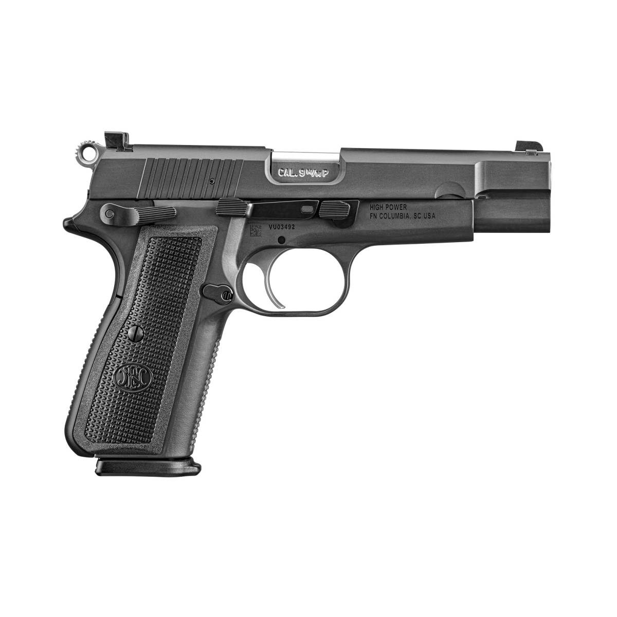 FN 66101115 High Power 9mm Luger 10+1 4.70” Black Target Crown Steel...-img-1