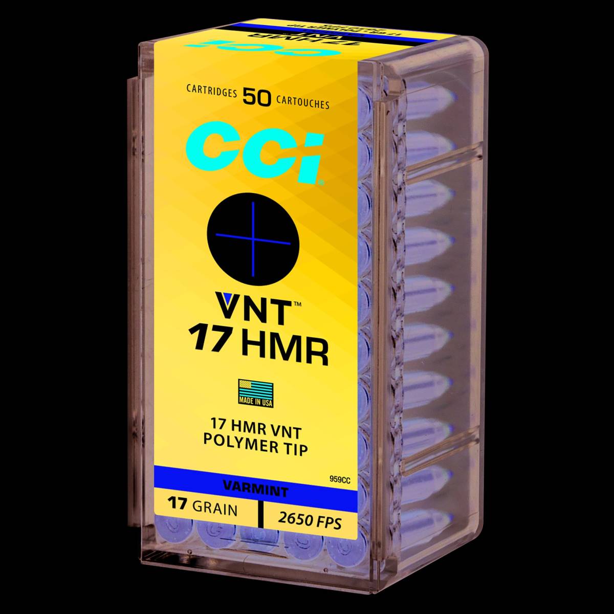 CCI 959CC VNT Rimfire 17HMR 17gr Varmint Tipped 50 Per Box/40 Case-img-1