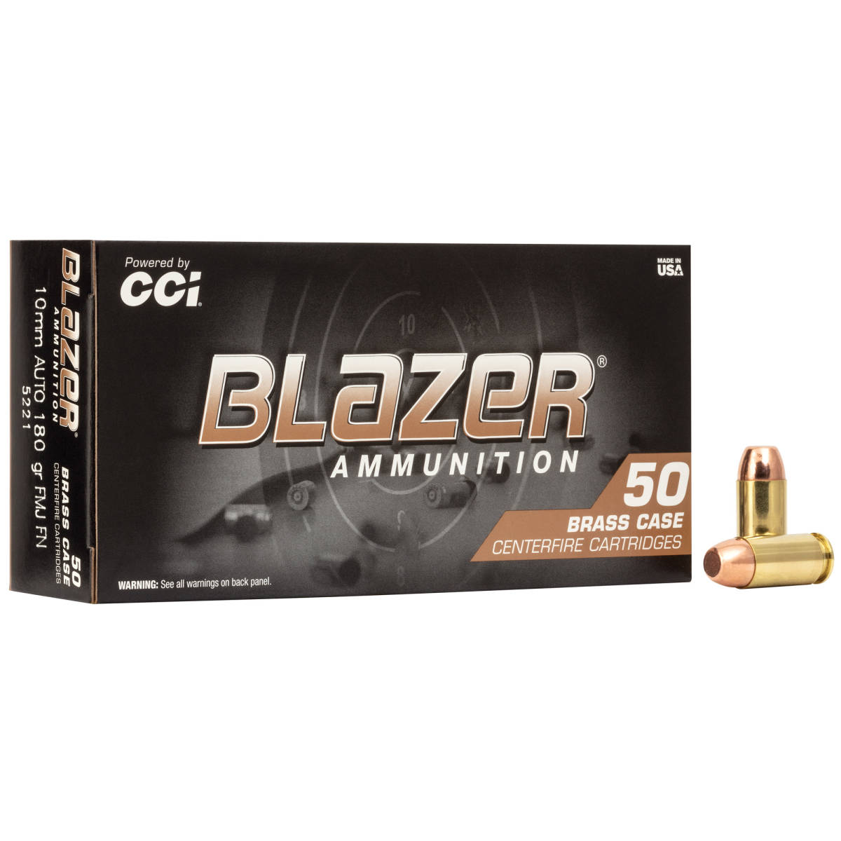 CCI 5221 Blazer Brass Handgun 10mmAuto 180gr Full Metal Jacket 50 Per...-img-1