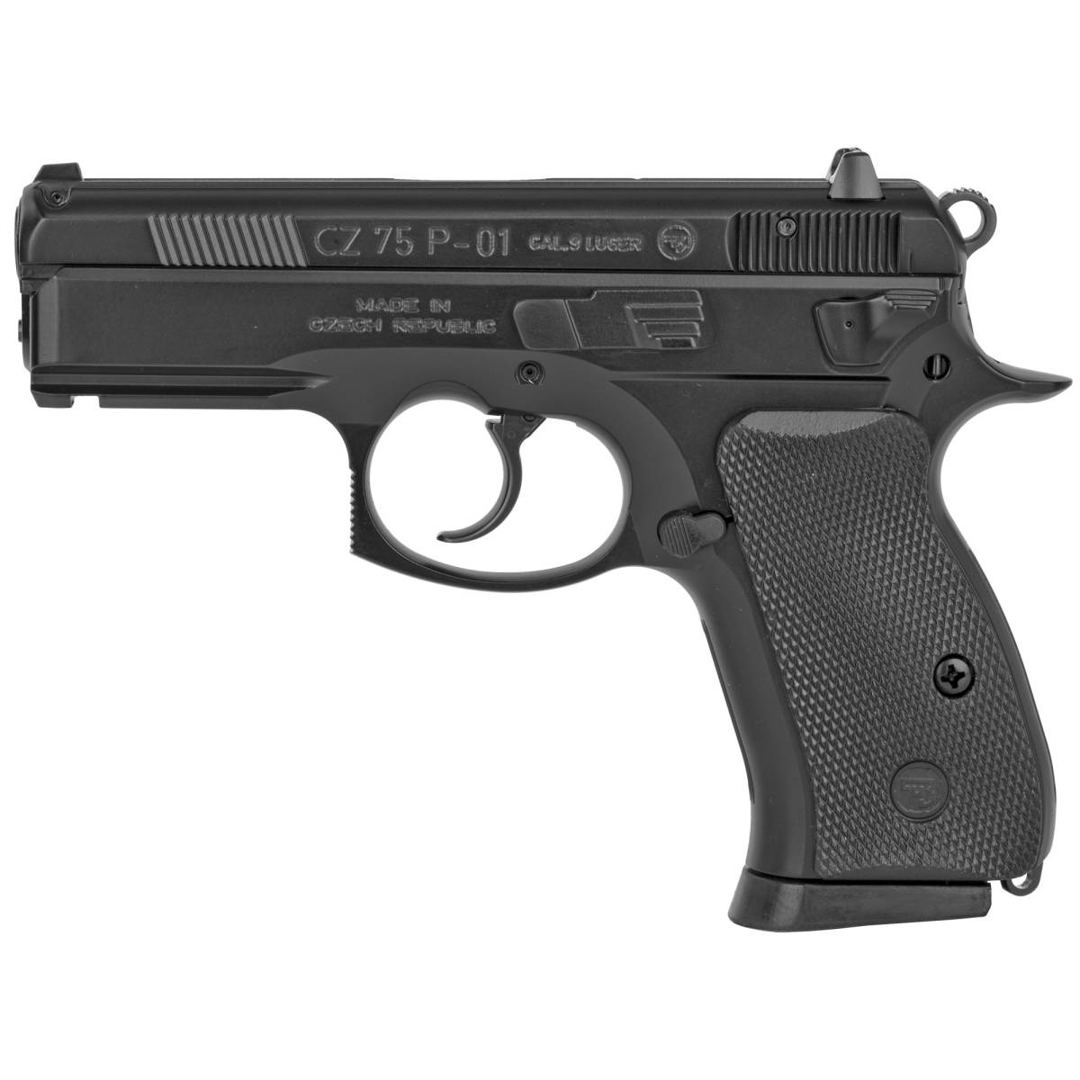 CZ-USA 91199 P-01 Compact Frame 9mm Luger 15+1 3.75” Black Steel...-img-1