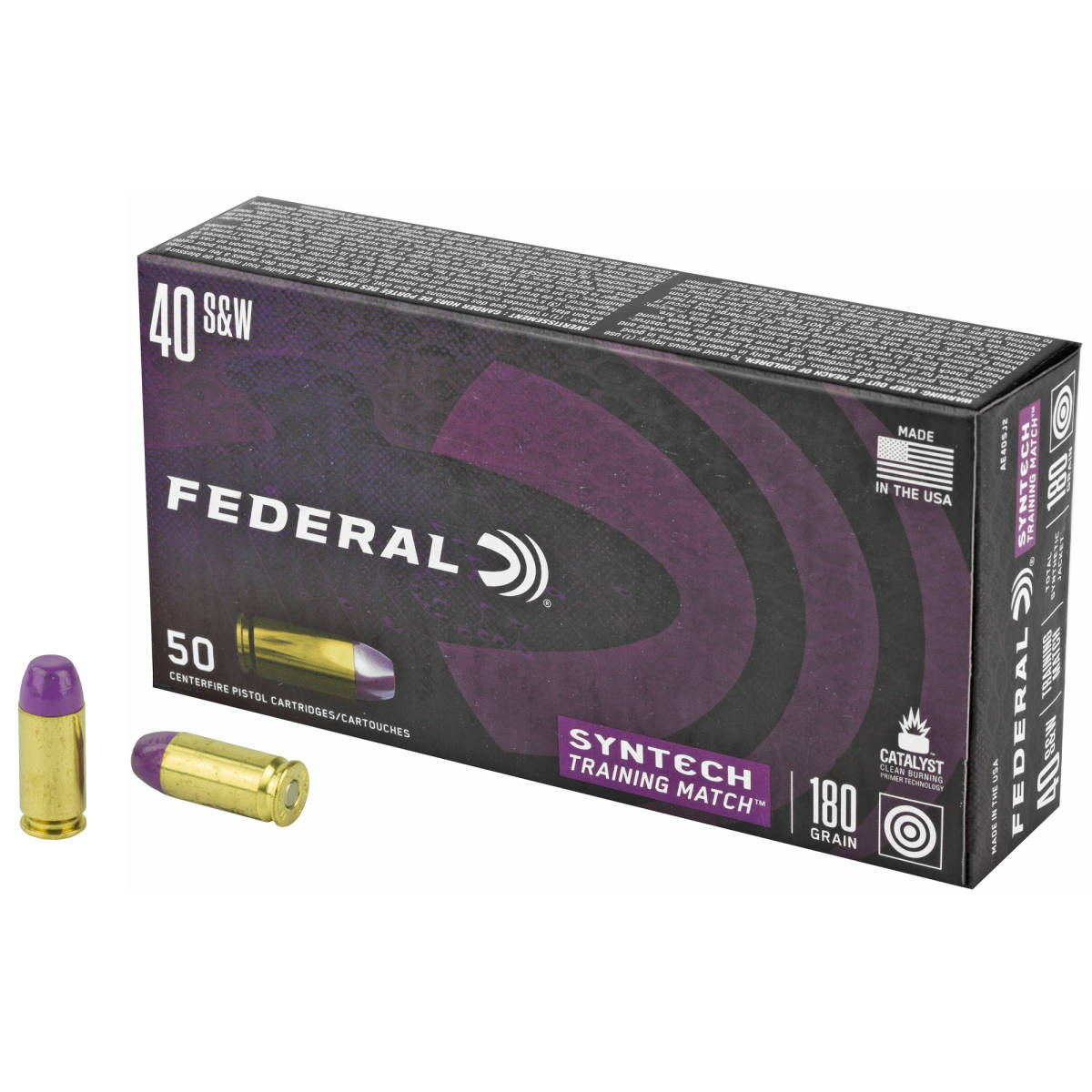 Federal AE40SJ2 Syntech Training Match 40S&W 180gr Total Jacket Flat...-img-0