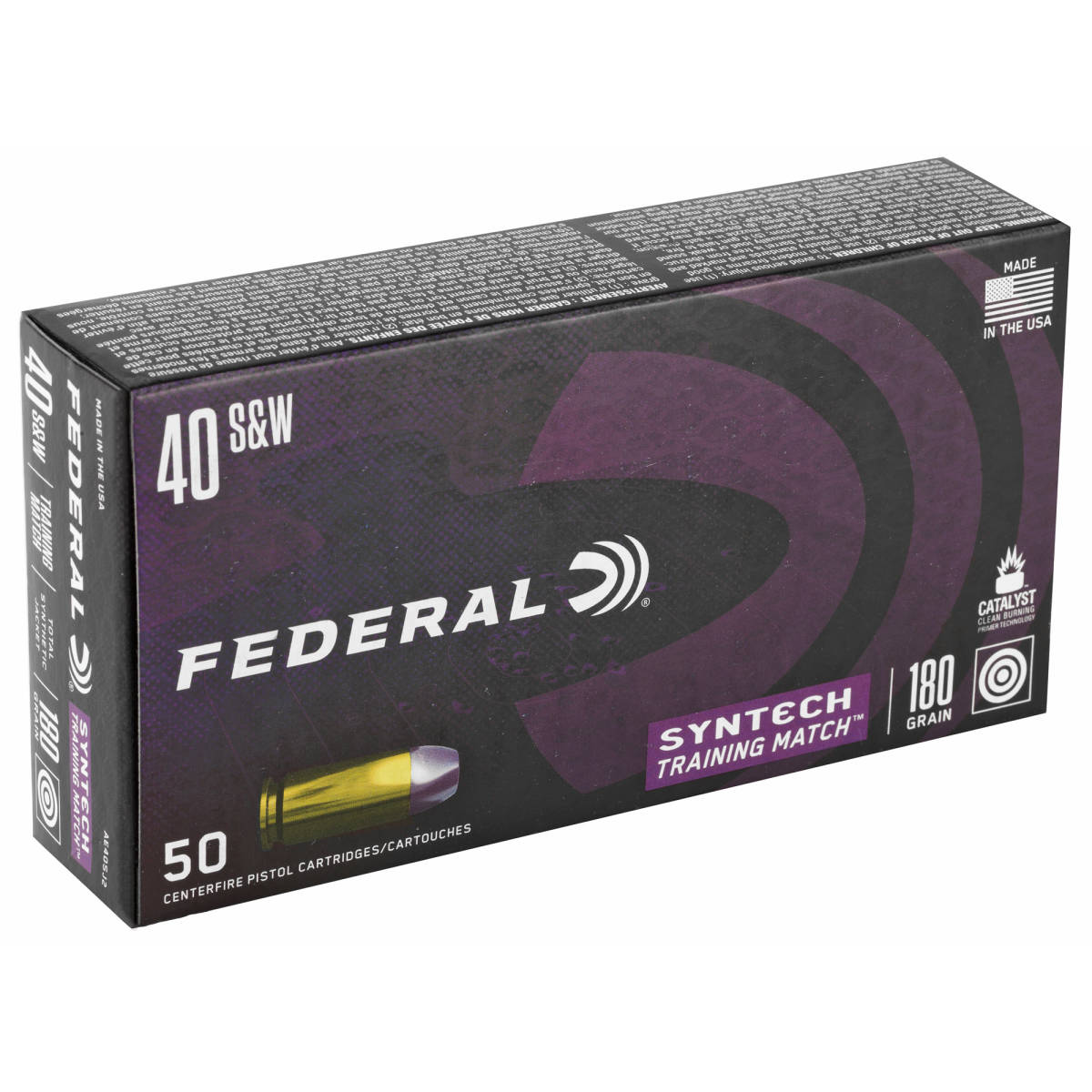 Federal AE40SJ2 Syntech Training Match 40S&W 180gr Total Jacket Flat...-img-1