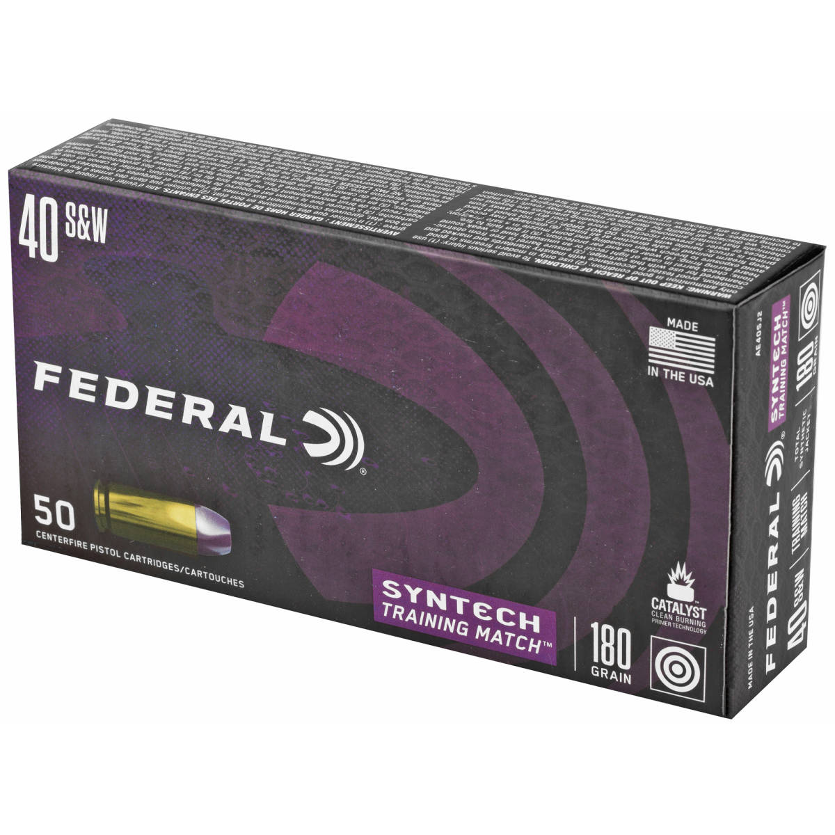 Federal AE40SJ2 Syntech Training Match 40S&W 180gr Total Jacket Flat...-img-2