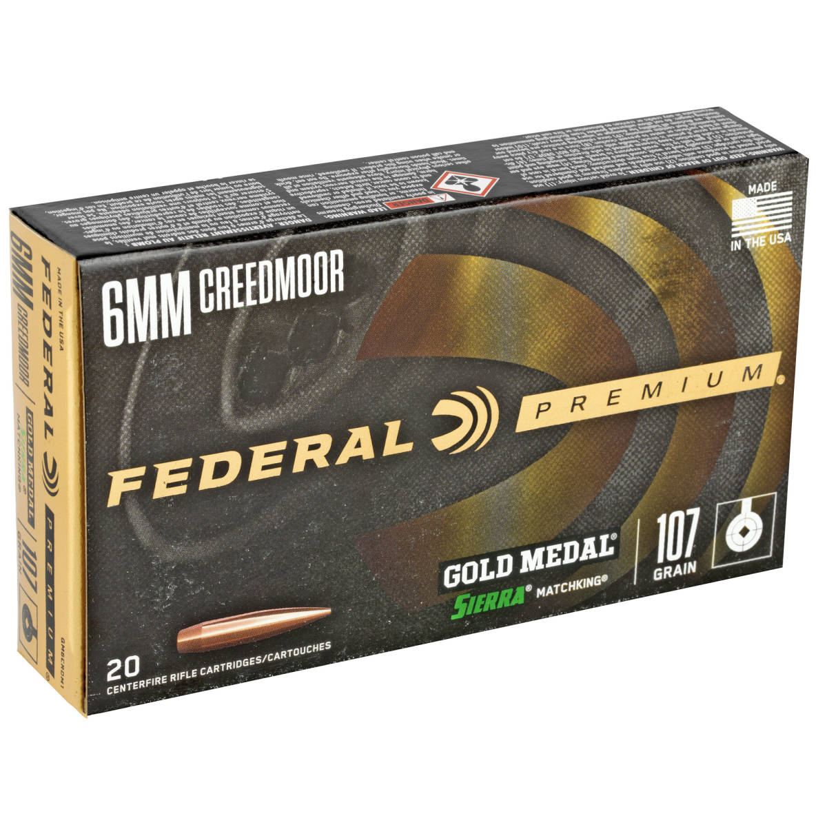 Federal GM6CRDM1 Premium Gold Medal 6mmCreedmoor 107gr Sierra MatchKing...-img-2