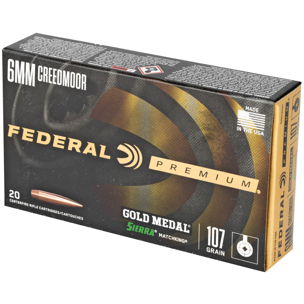 Federal GM6CRDM1 Premium Gold Medal 6mmCreedmoor 107gr Sierra MatchKing...-img-3