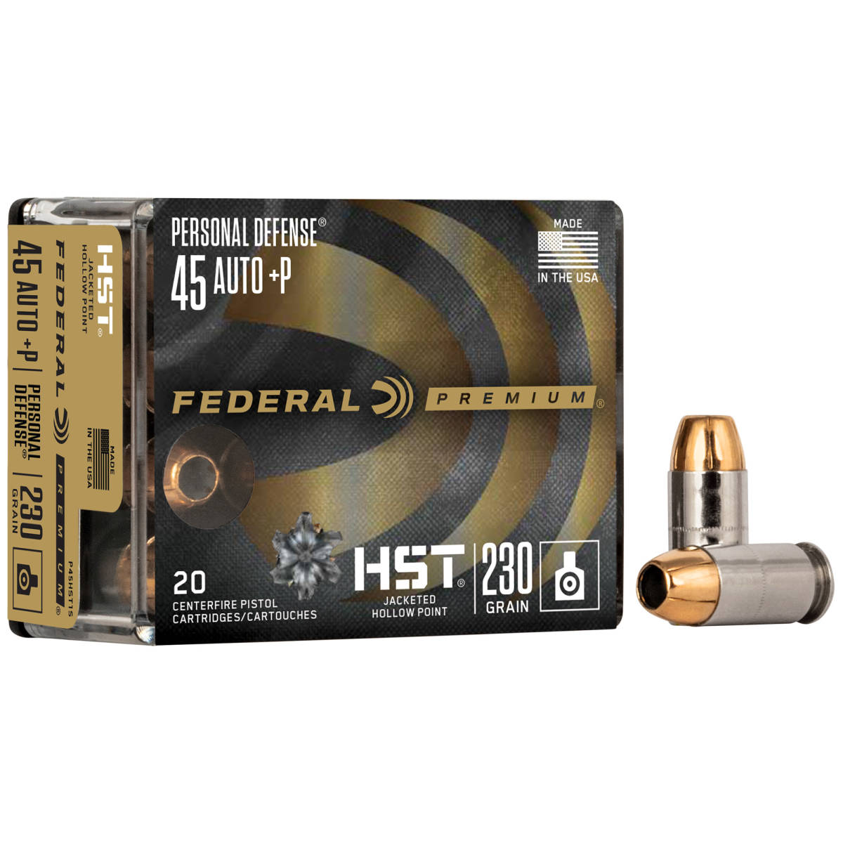 Federal P45HST1S Premium Personal Defense 45ACP+P 230gr HST Jacketed...-img-1