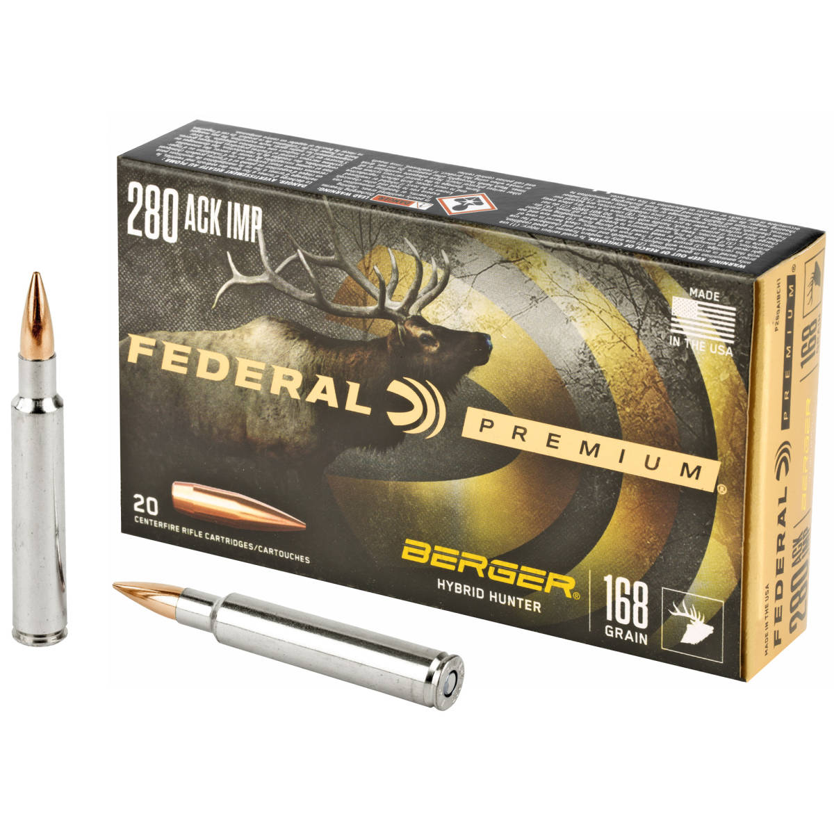 Federal P280A1BCH1 Premium 280 Ackley Improved 168 gr Berger Hybrid...-img-1