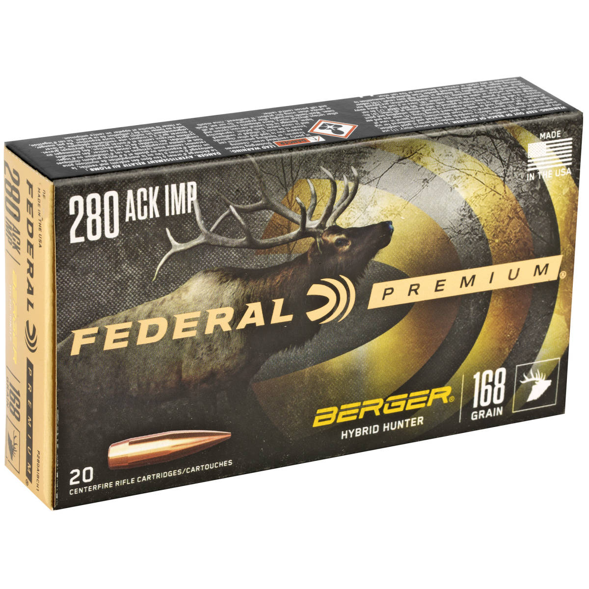 Federal P280A1BCH1 Premium 280 Ackley Improved 168 gr Berger Hybrid...-img-2