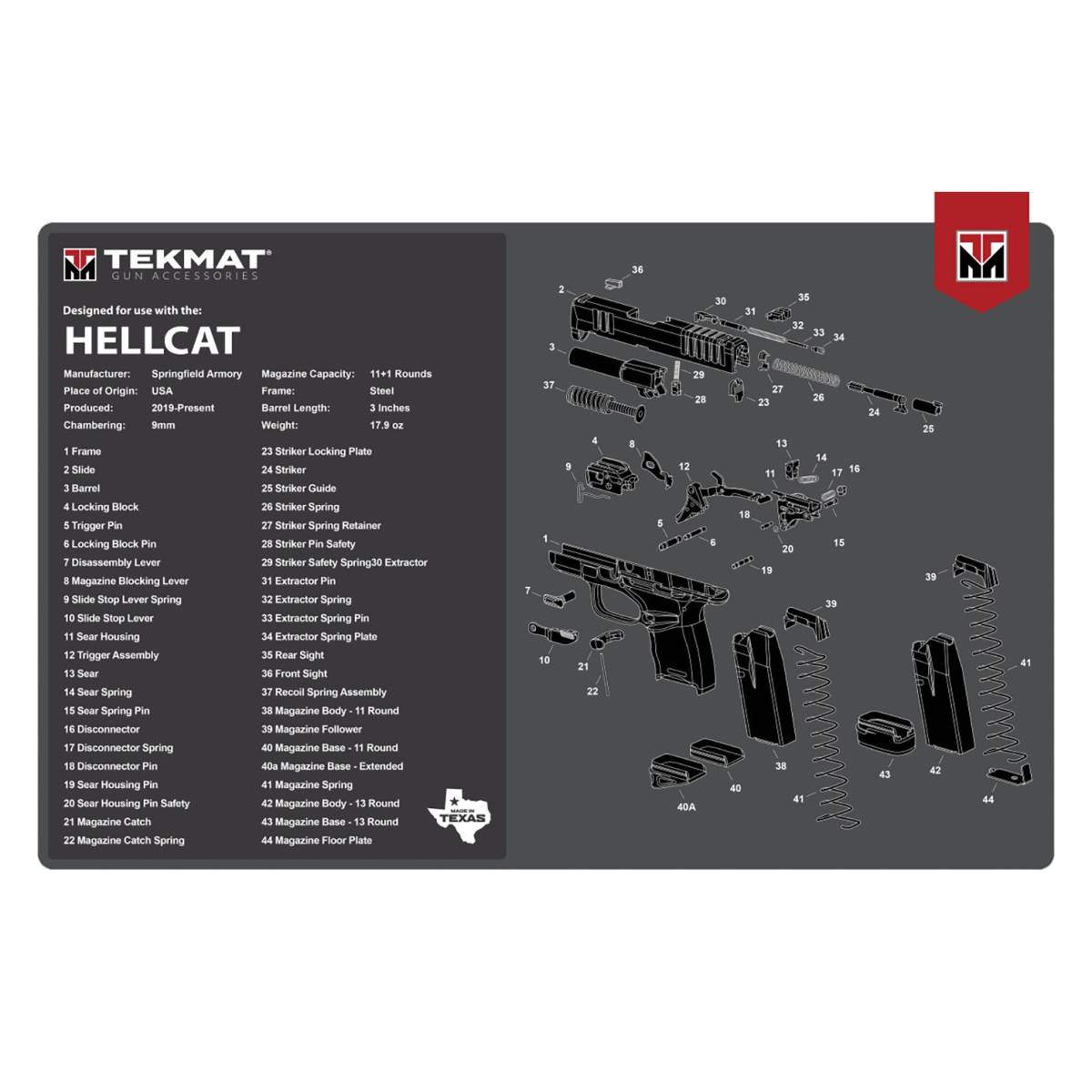 TekMat TEKR17HELLCAT Springfield Armory Hellcat Cleaning Mat Parts...-img-0