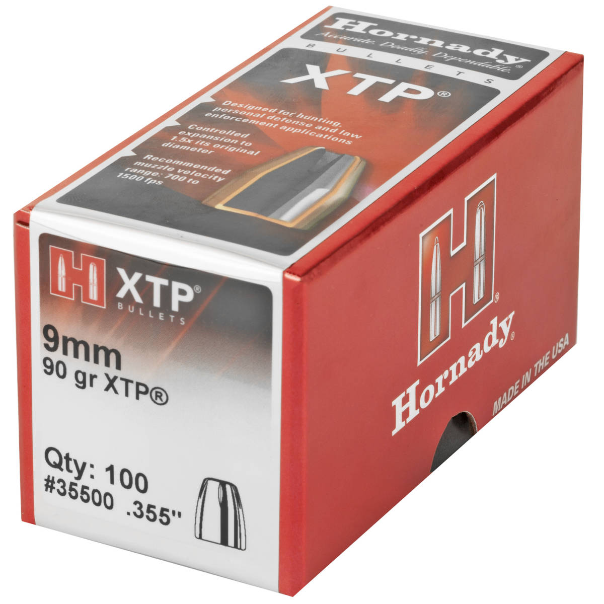 Hornady 9mm Caliber 90 Grain XTP Hollow Point Bullets 100 CT Box #3550-img-2