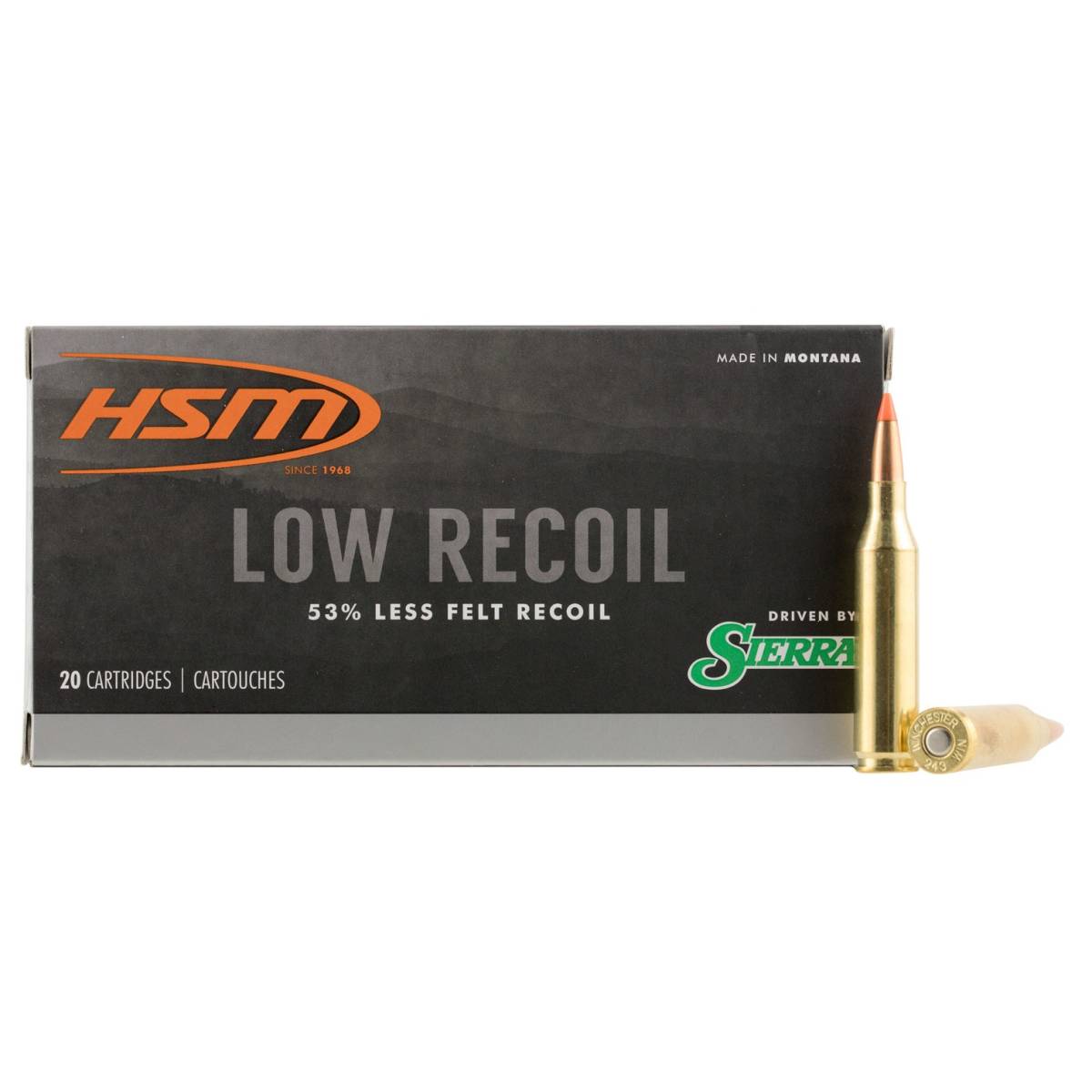 HSM 24318N Low Recoil 243 Win 85 gr Orange Polymer Tip 20 Per Box/ 25 Case-img-1