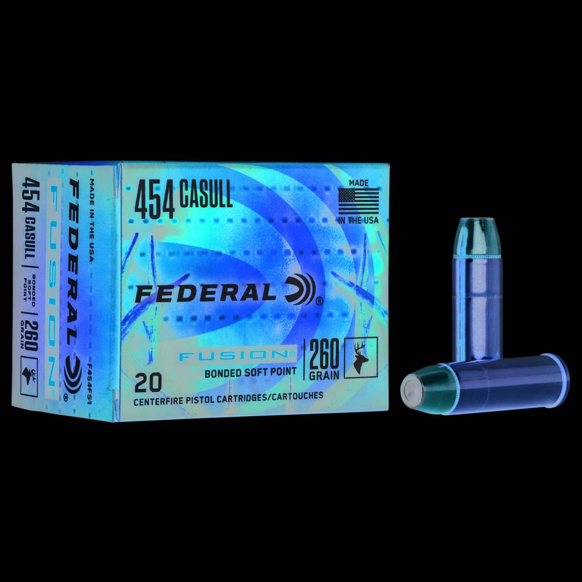 Federal F454FS1 Fusion Handgun 454Casull 260gr Soft Point 20 Per Box/10...-img-1