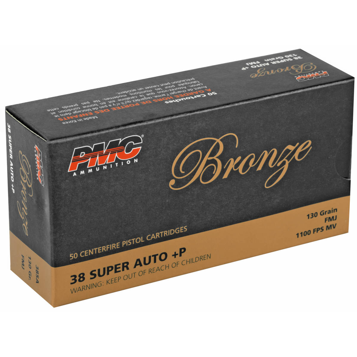 PMC Bronze .38 Super +P130GR FMJ 38Sup Ammunition 38SA Ammo 50 rounds 38+p-img-1