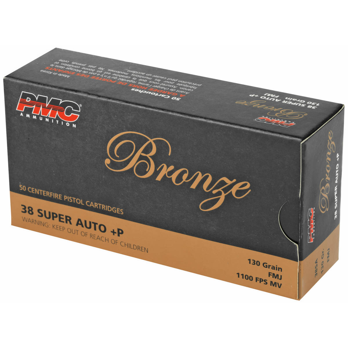 PMC Bronze .38 Super +P130GR FMJ 38Sup Ammunition 38SA Ammo 50 rounds 38+p-img-2