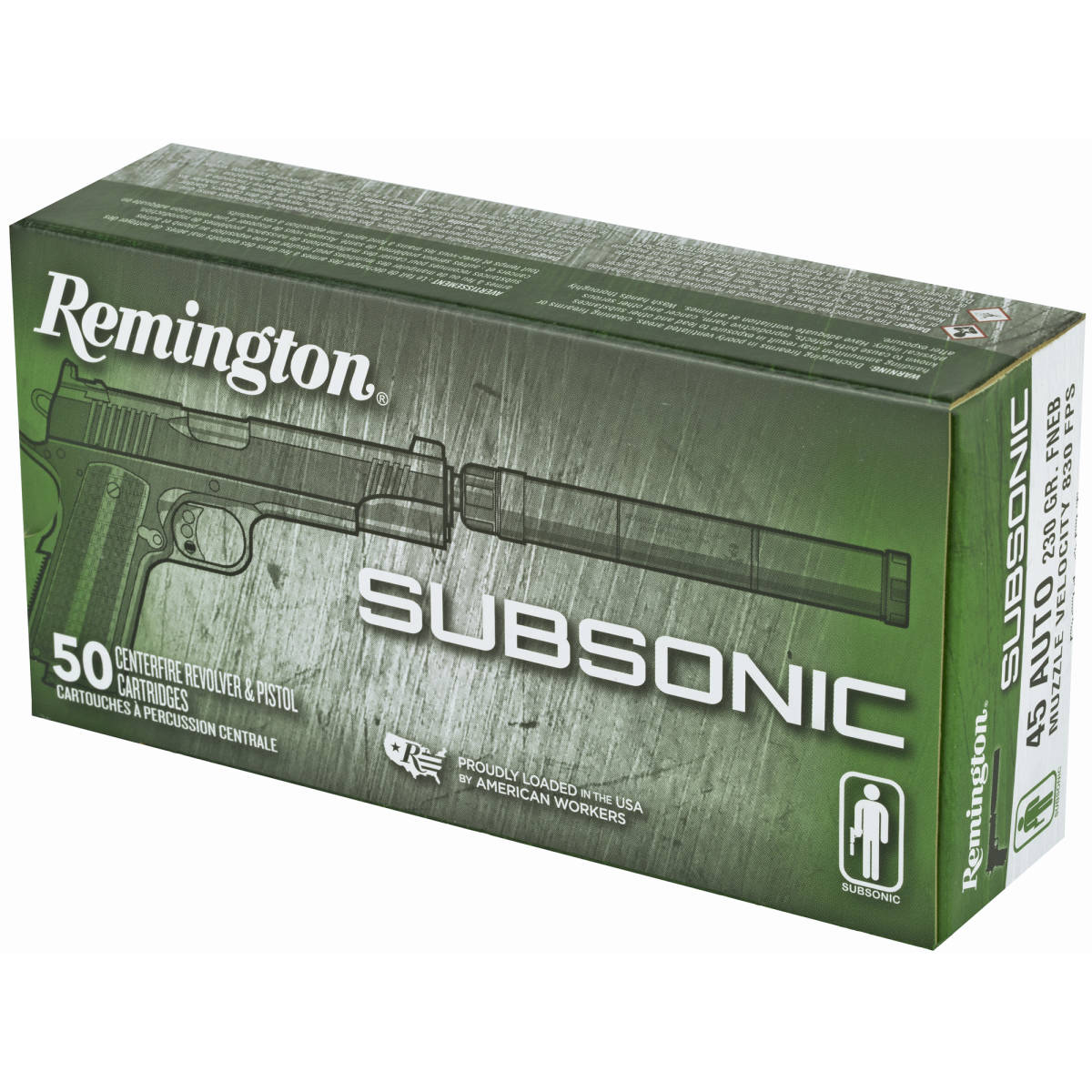 Remington Ammunition 28428 Subsonic 45ACP 230gr Flat Nose Enclosed Base...-img-3