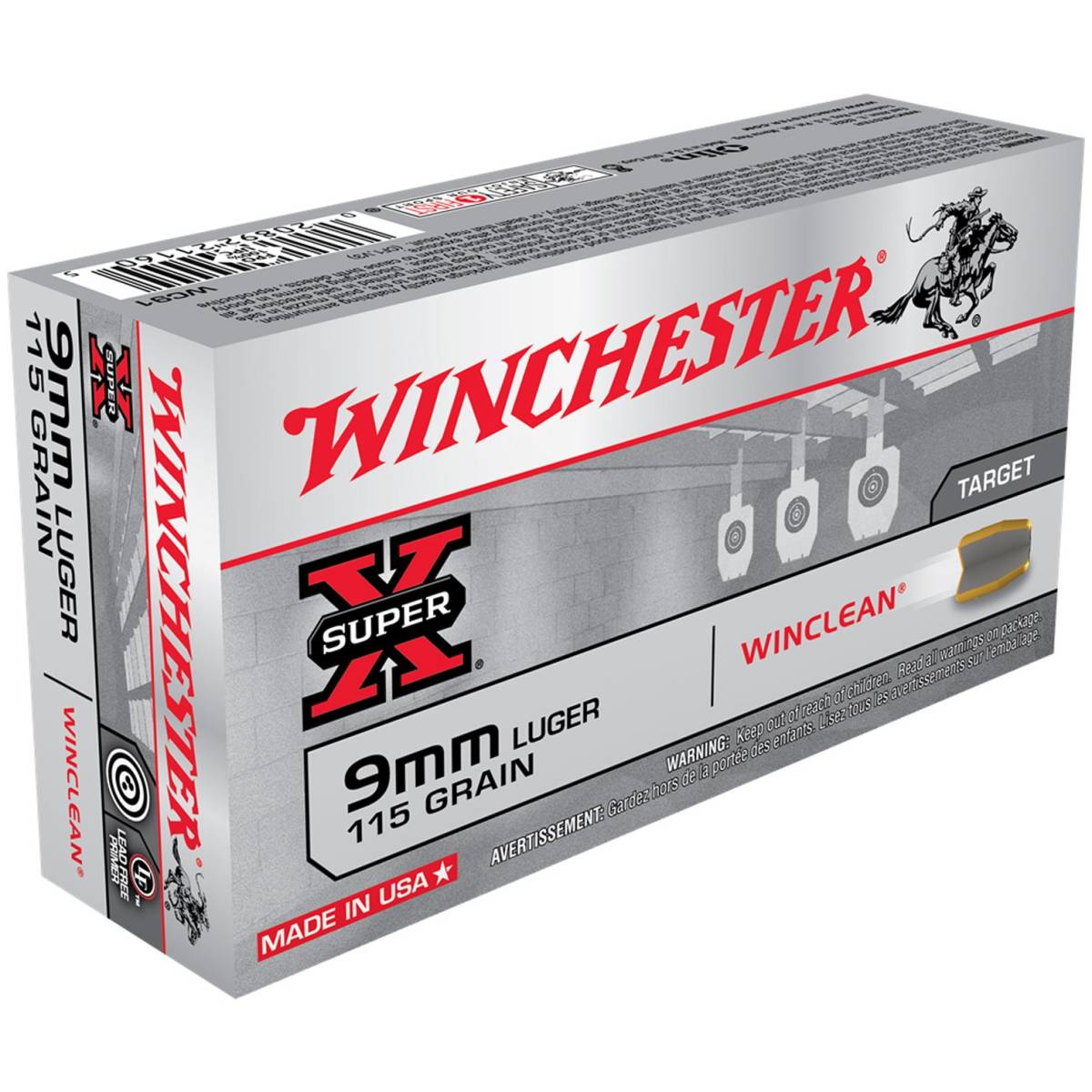 Winchester Ammo WC91 Super X 9mmLuger 115gr Winclean Brass Enclosed Base-img-1