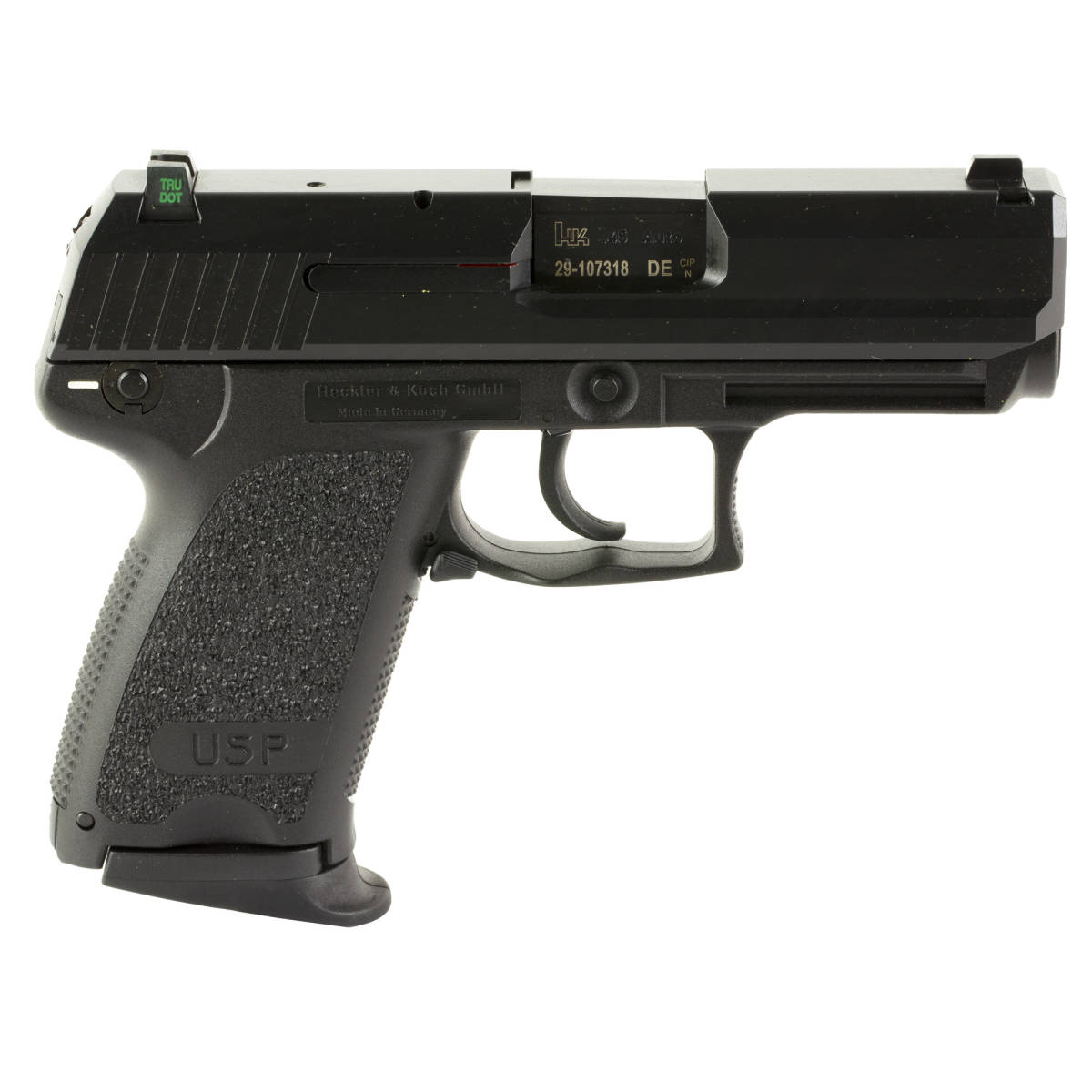 HK 81000344 USP V1 Compact Frame 45 ACP 8+1, 3.78” Black Polygonal