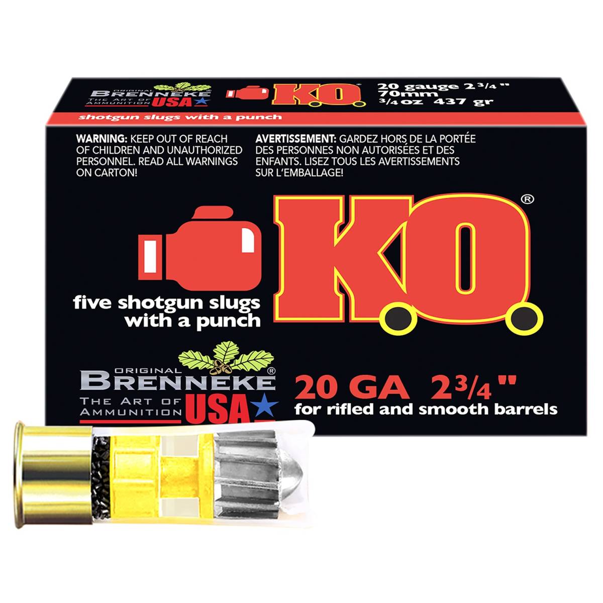 Brenneke K.O. Sabot Slug Shot 20 Gauge 2.75” 3/4 oz-img-2