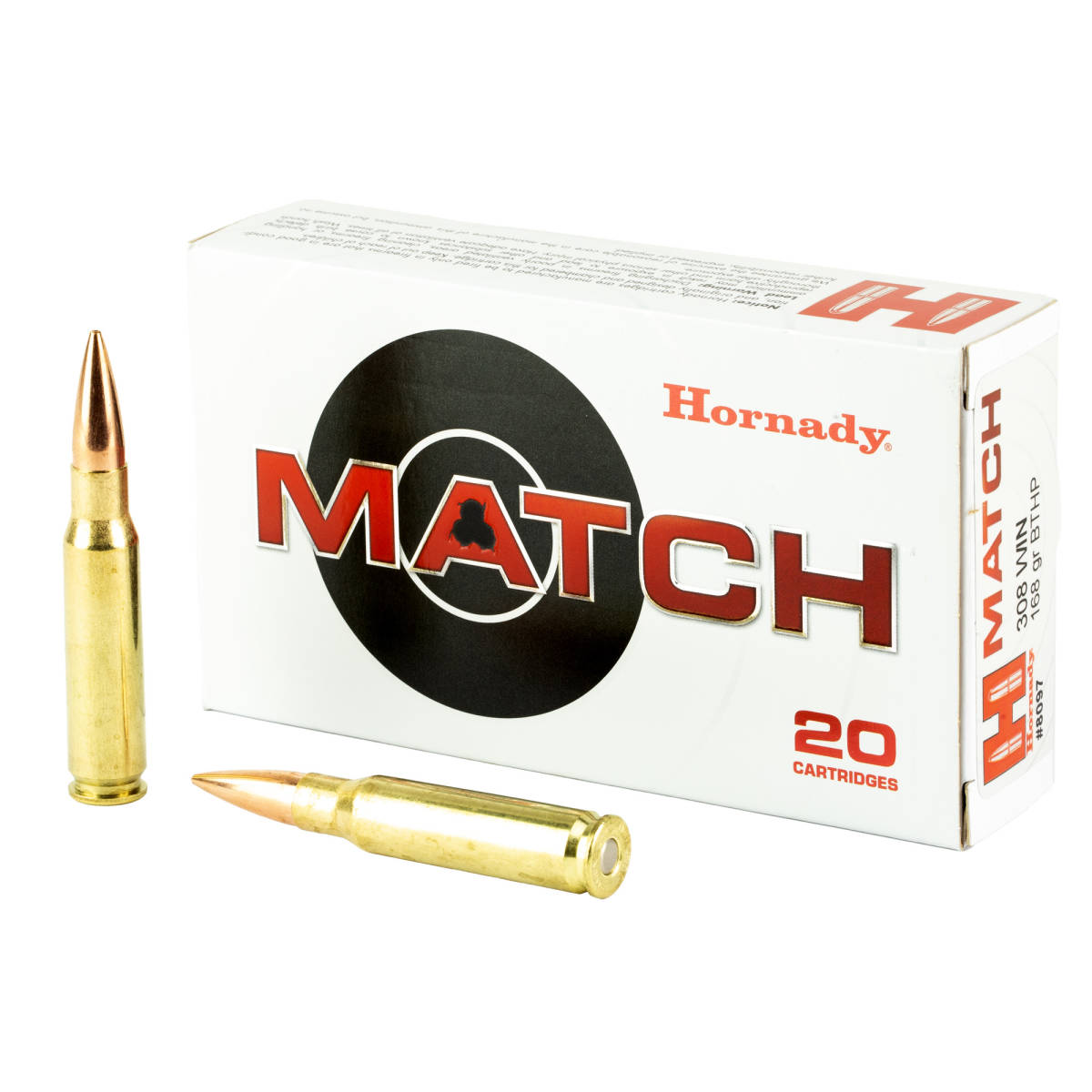 Hornady 8097 Match 308 Win 168 gr, Hollow Point Boat-Tail (HPBTM) 20 Per-img-1