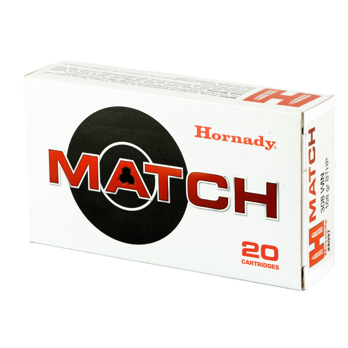 Hornady 8097 Match 308 Win 168 gr, Hollow Point Boat-Tail (HPBTM) 20 Per-img-3