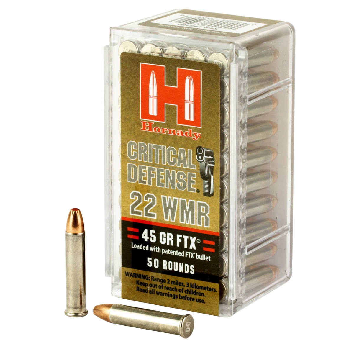 Hornady Critical Defense 22 Magnum Ammo 45gr FTX Mag WMR 22WMR-img-2