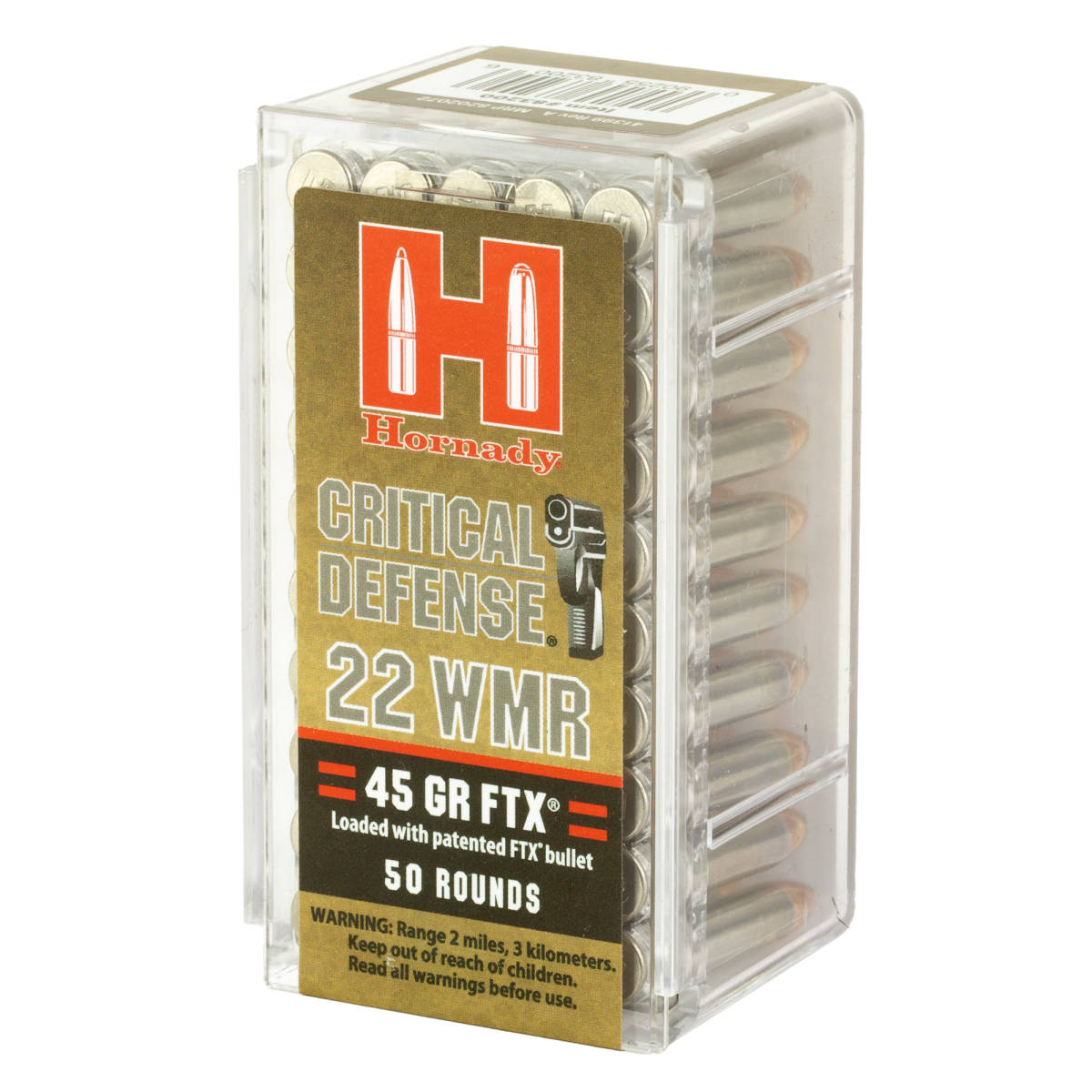 Hornady Critical Defense 22 Magnum Ammo 45gr FTX Mag WMR 22WMR-img-4