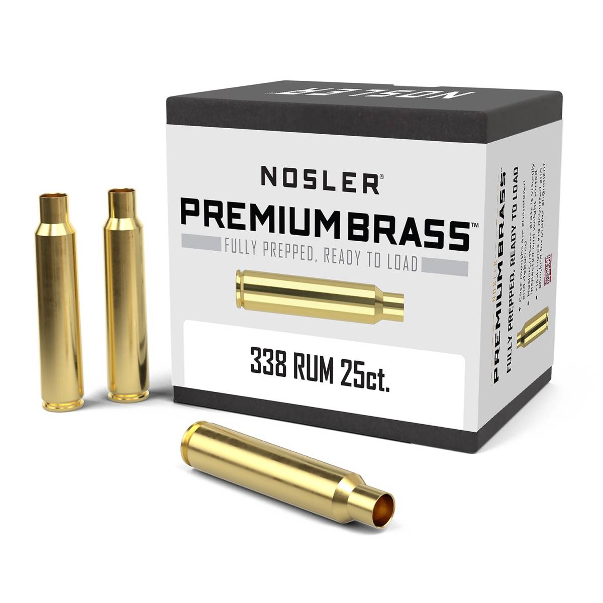 Nosler 11912 Premium Brass Unprimed Cases 338RUM 25Count-img-1