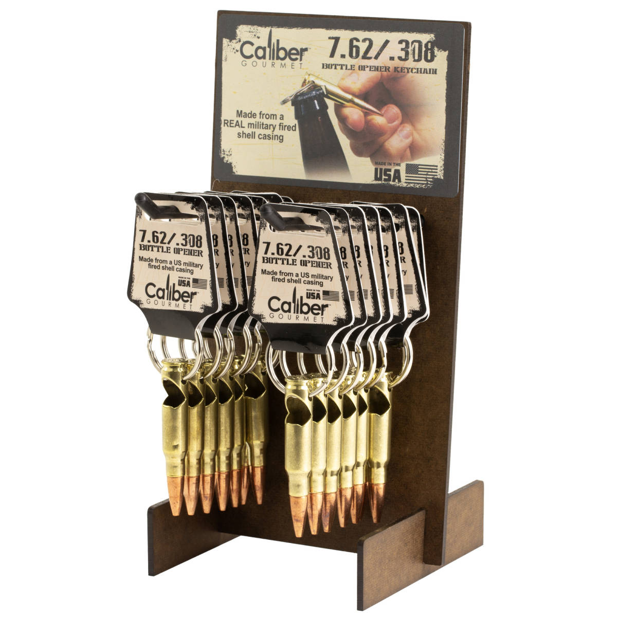 Caliber Gourmet, 308 Bottle Opener Keychain Display, 24 Keychains, Gold ...