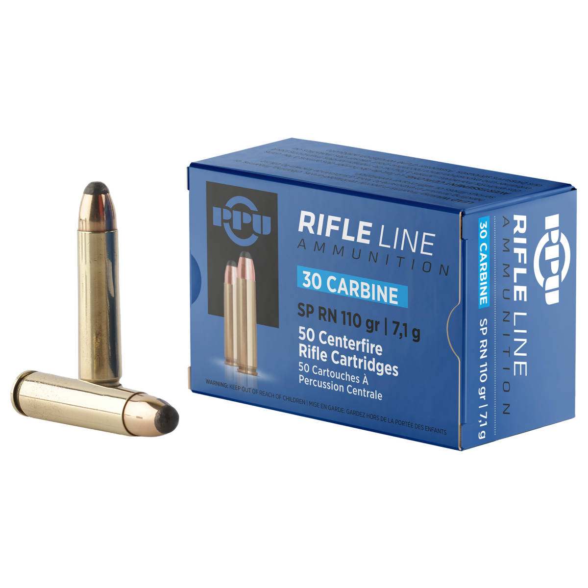 30 Carbine 110gr Soft Point SP Ammo PPU M1 30cal-img-1