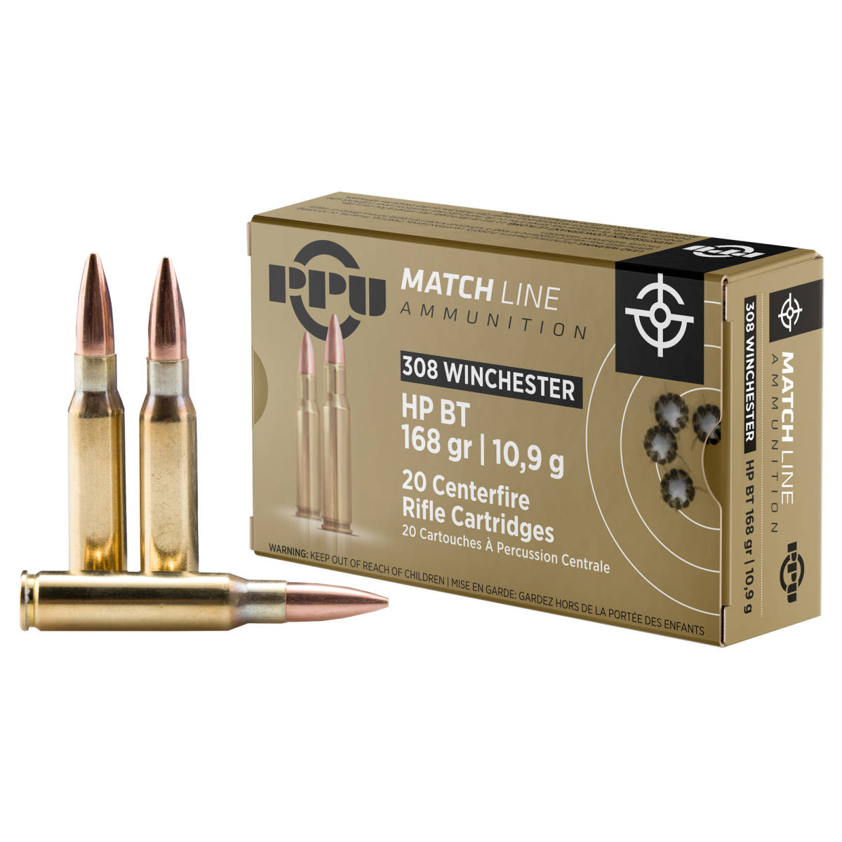 308 Win Match Ammo 168 gr Hollow Point Boat-Tail (HPBT) 308WIN 168gr-img-1