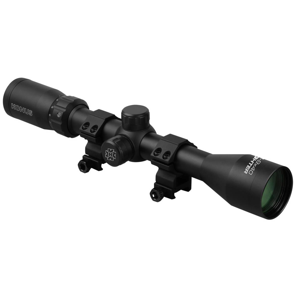 Konus 7352 Fighter Riflescope 3-9x40mm 30/30 Reticle w/ Rings-img-1