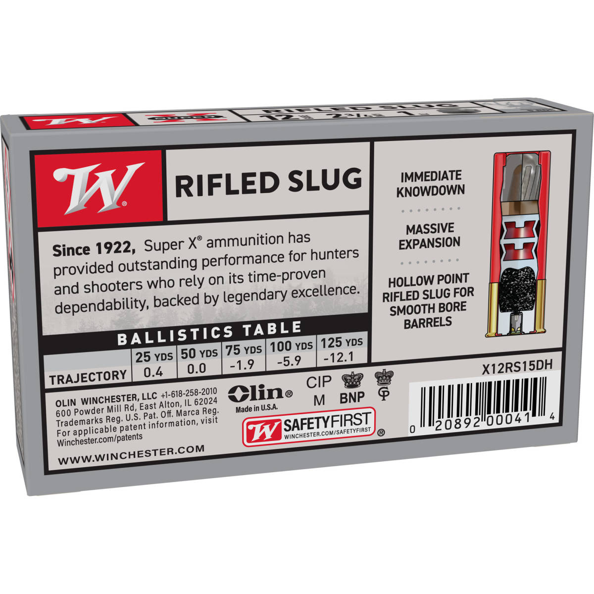 Winchester SUPER-X 12 Gauge Slug Hollow Point Slugs 12ga HP Shot GA-img-2