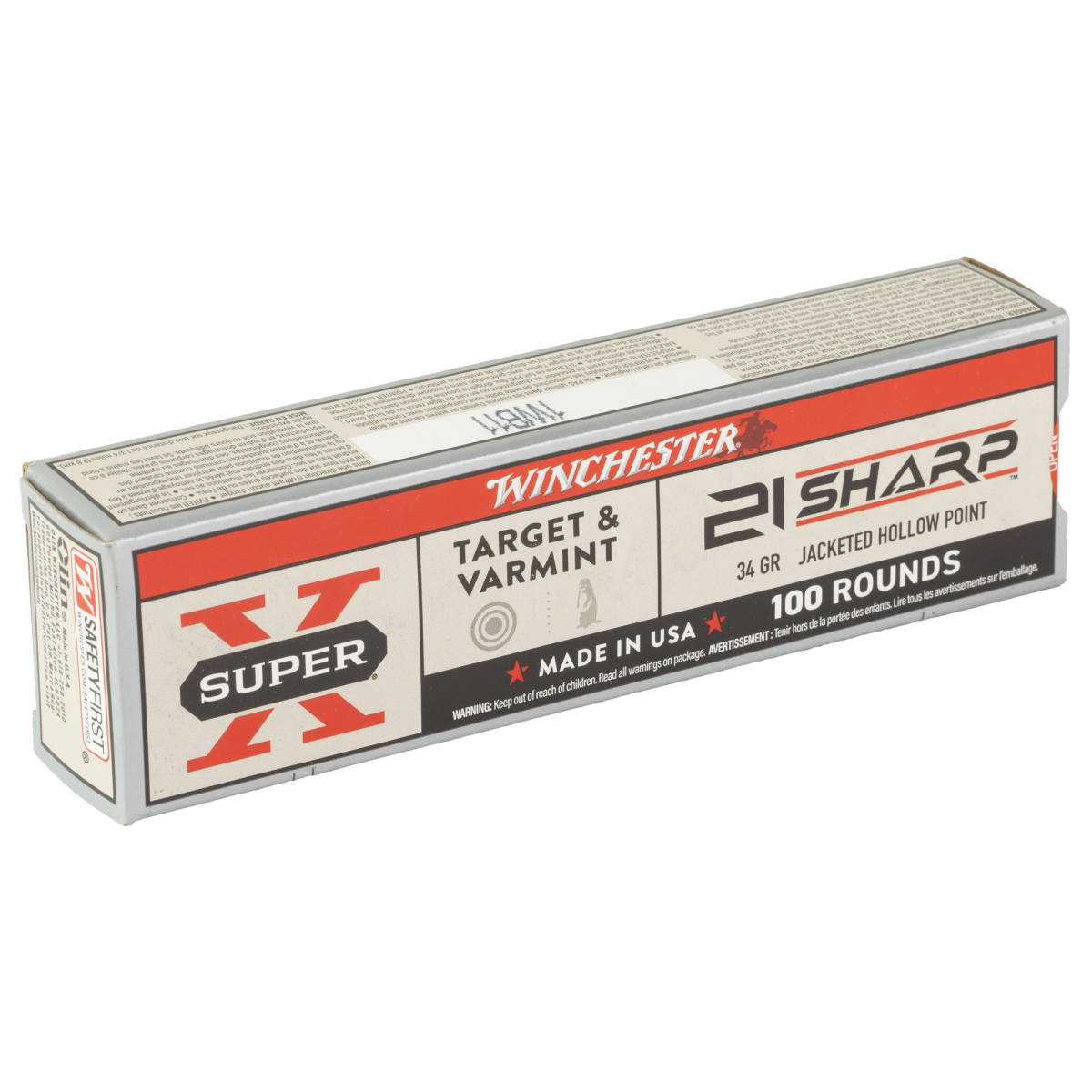 Winchester Ammo X21JHP Super X 21Sharp 34gr Jacketed Hollow Point 100...-img-2
