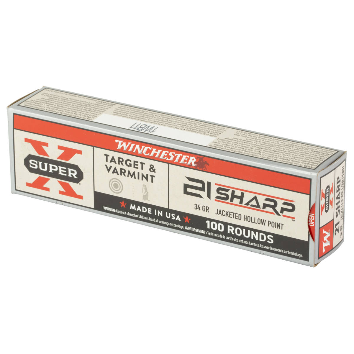 Winchester Ammo X21JHP Super X 21Sharp 34gr Jacketed Hollow Point 100...-img-3