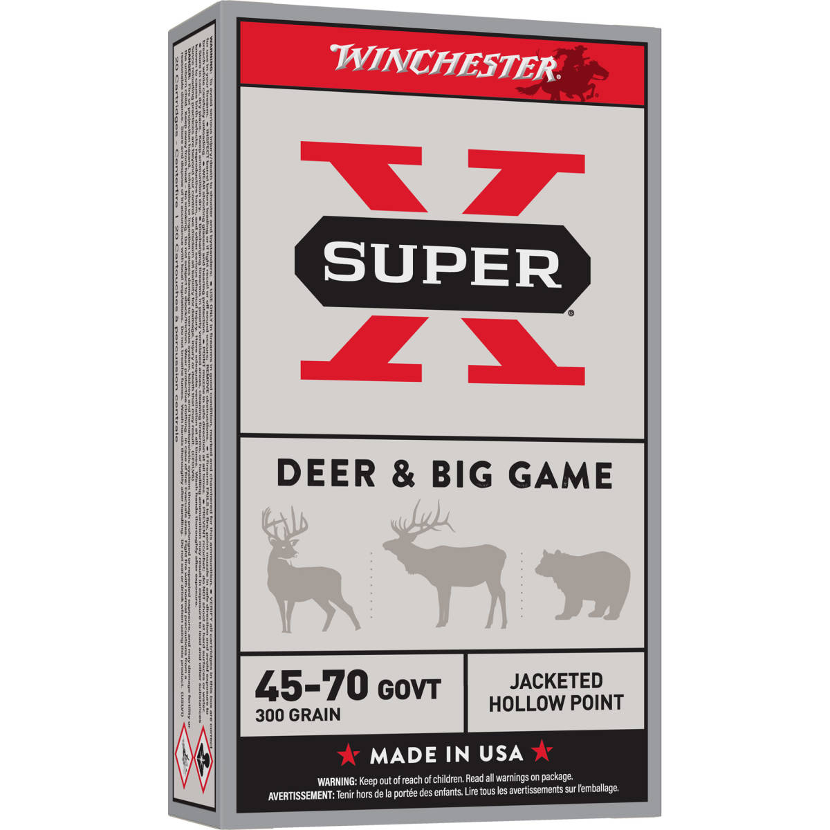 Winchester Ammo X4570H Super X 45-70Gov 300gr Jacketed Hollow Point 20...-img-1