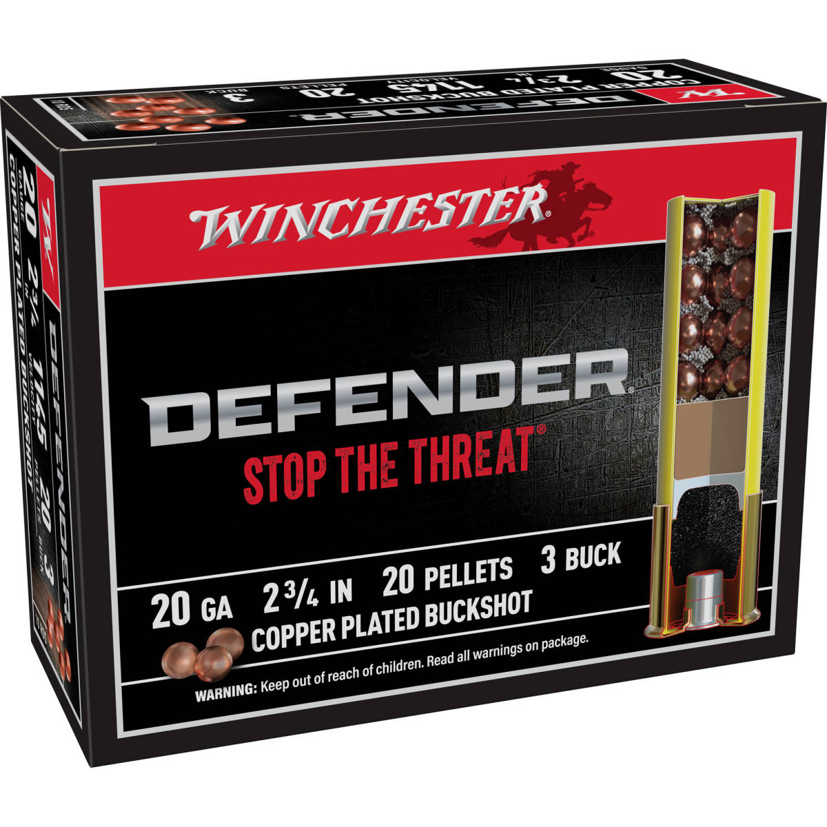 Winchester Ammo SB203PD Defender 20Gauge 2.75” 20Pellets Copper Plated-img-1