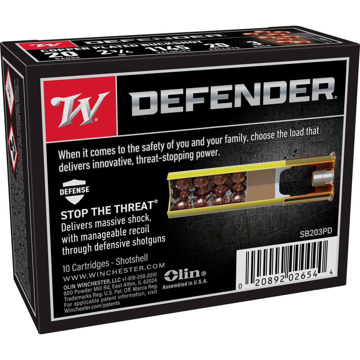 Winchester Ammo SB203PD Defender 20Gauge 2.75” 20Pellets Copper Plated-img-2