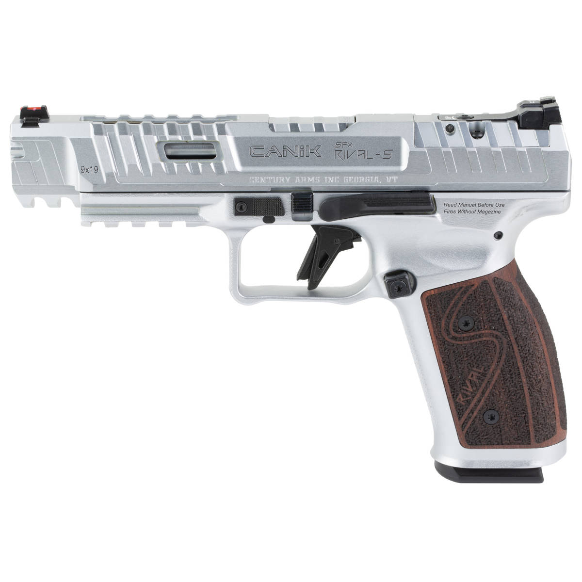 CANIK RIVAL-S Target Pistol Set 9MM STEEL Optics Ready CHROME Wood Grip Kit-img-1