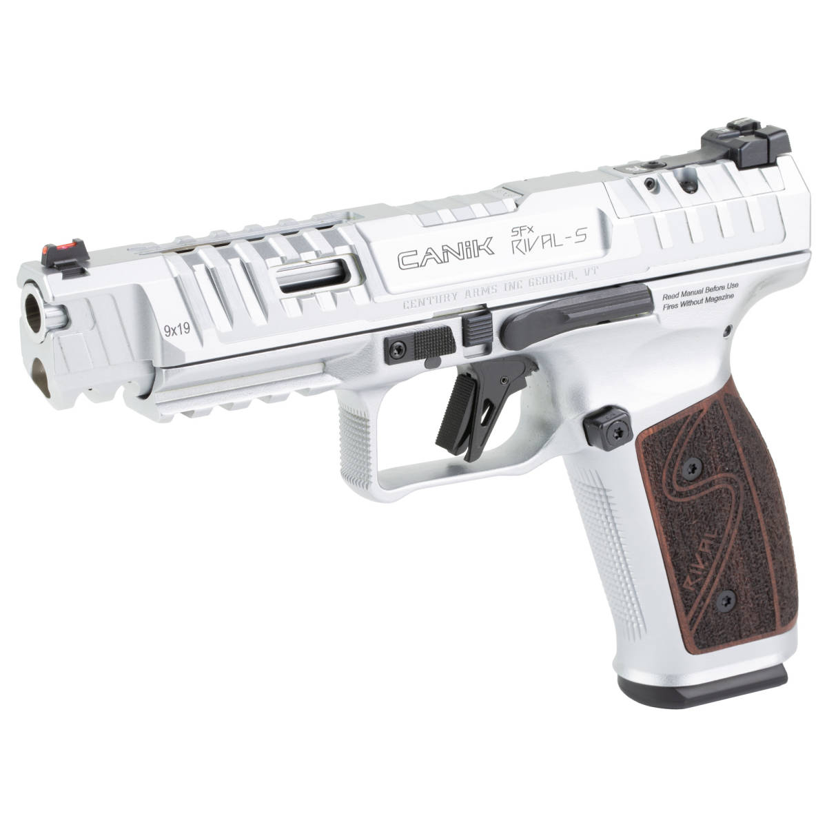CANIK RIVAL-S Target Pistol Set 9MM STEEL Optics Ready CHROME Wood Grip Kit-img-3