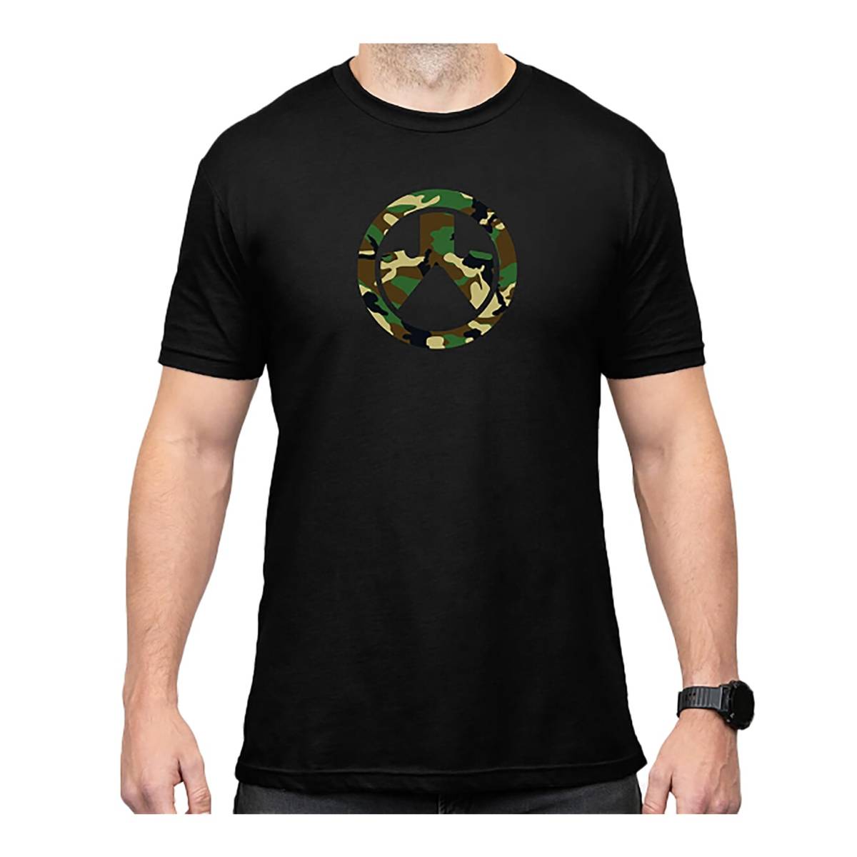 Magpul Woodland Camo Icon Logo Black Cotton Polyester Short Sleeve...-img-2