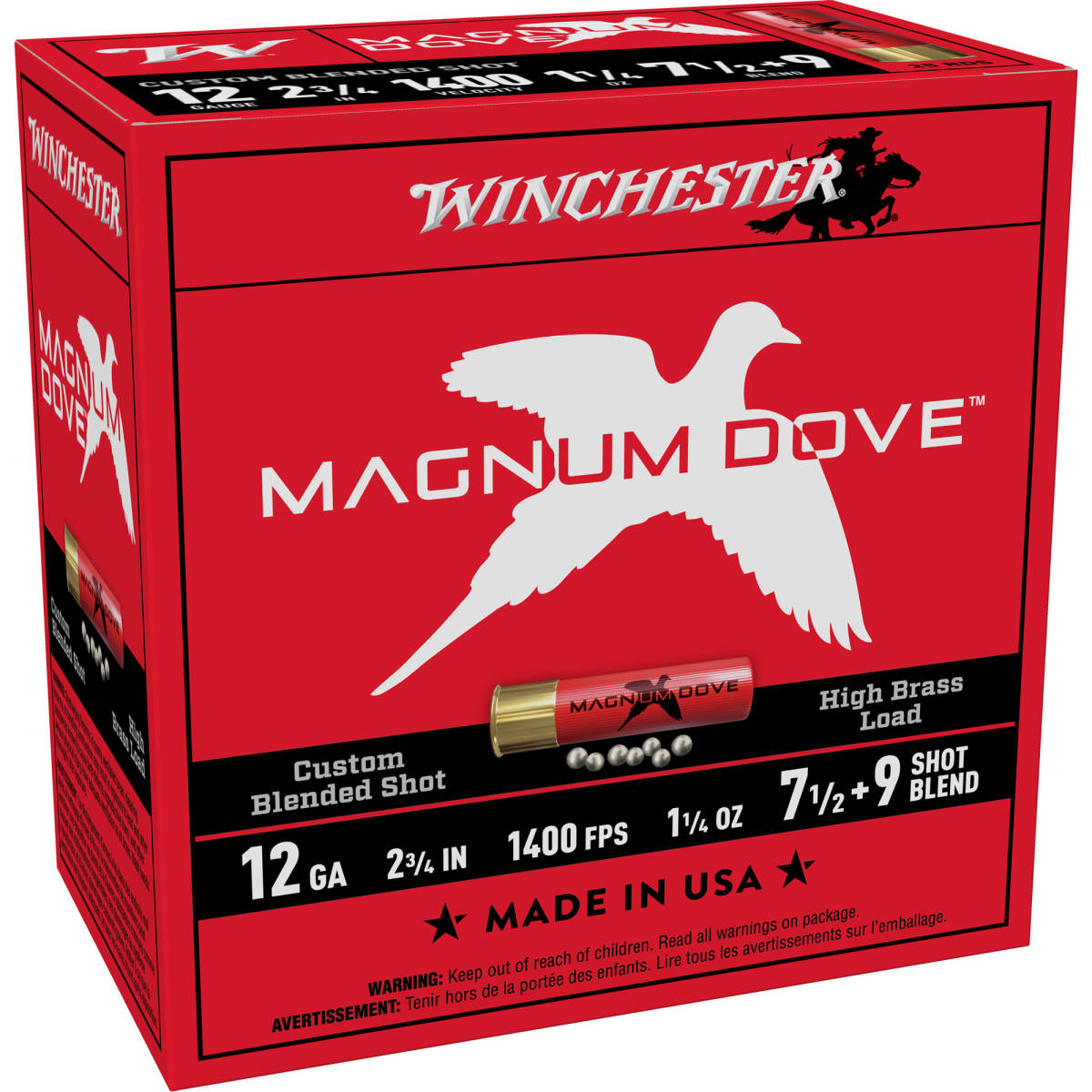 Winchester Ammo MD1279 Magnum Dove 12Gauge 2.75” 1 1/4oz 7.5/9Shot 25...-img-1